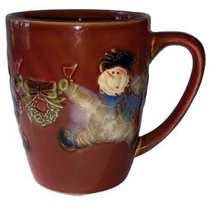 3D Snowmen Christmas Coffee Mug Wreath Ribbon Hat Scarf Carrot Nose Cup